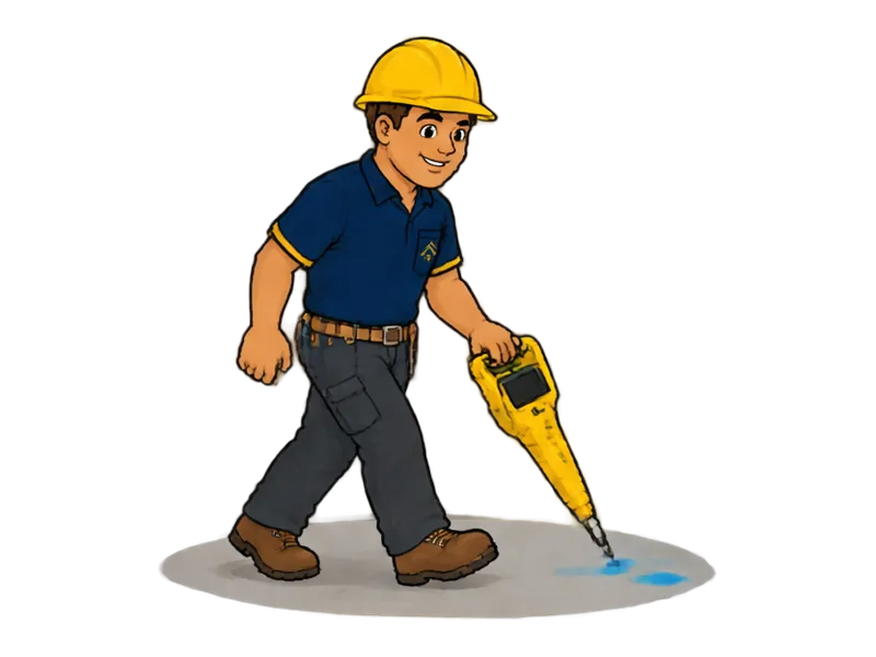 Desenho do técnico do Doutor na Obra fazendo localização de tubulação enterrada com equipamento