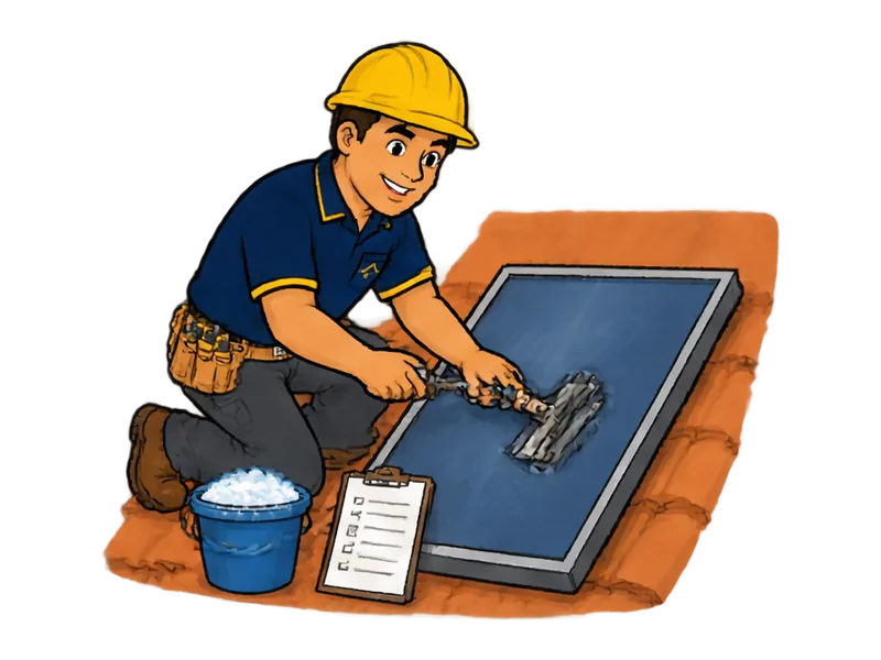 Desenho do técnico do Doutor na Obra fazendo manutenção de aquecedor solar