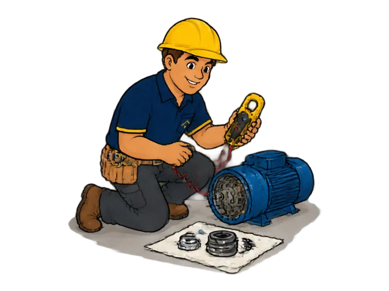 Desenho do técnico do Doutor na Obra fazendo manutenção de bombas d'água