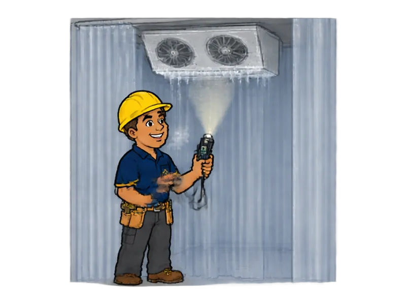 Desenho do técnico do Doutor na Obra fazendo manutenção de câmara fria