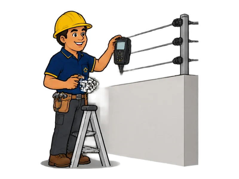 Desenho do técnico do Doutor na Obra fazendo manutenção de cerca elétrica