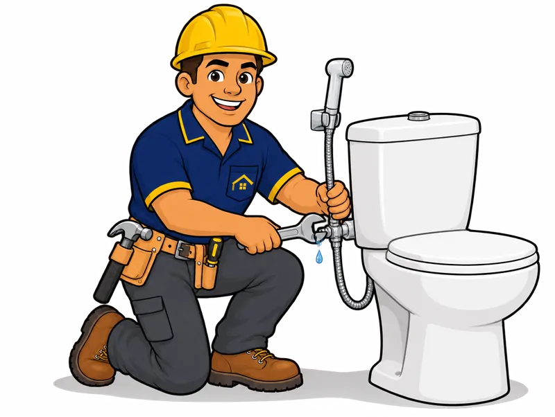 Desenho do técnico do Doutor na Obra fazendo manutenção de ducha higiênica