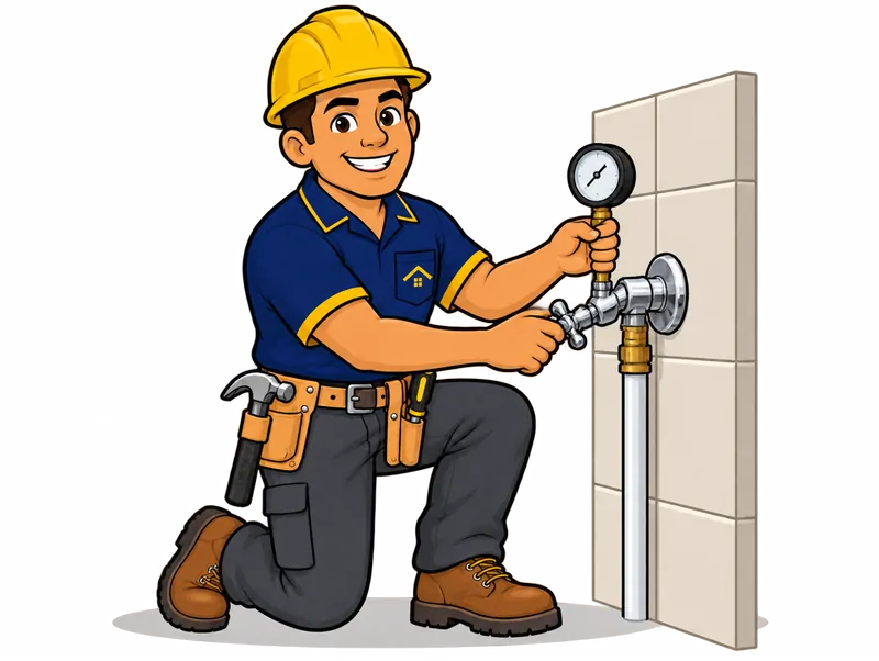 Desenho do técnico do Doutor na Obra fazendo manutenção de encanamento de água