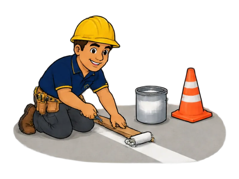 Desenho do técnico do Doutor na Obra fazendo manutenção de estacionamentos e sinalização