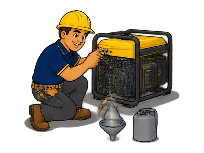 Desenho do técnico do Doutor na Obra fazendo manutenção de geradores