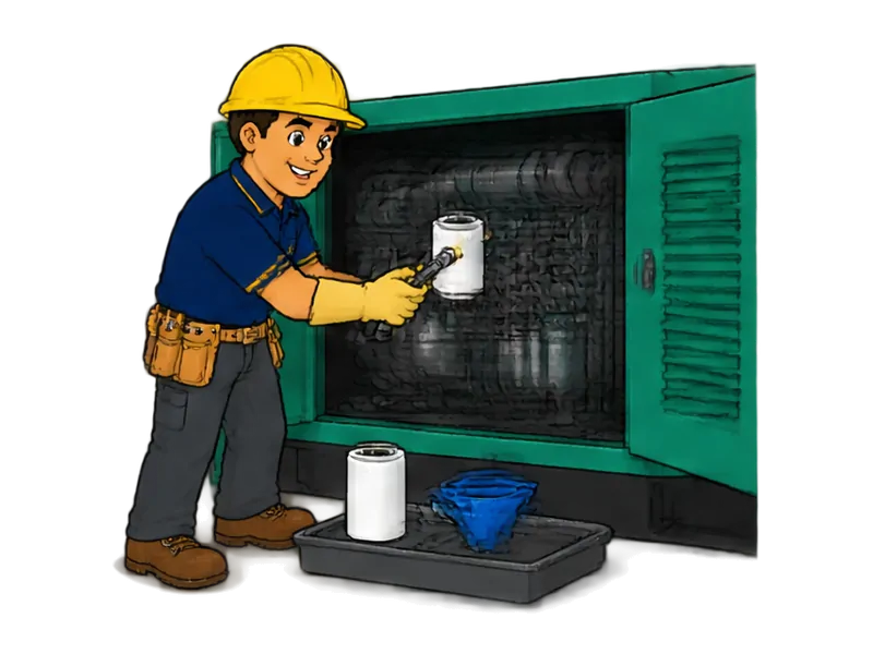 Desenho do técnico do Doutor na Obra fazendo manutenção de grupo gerador