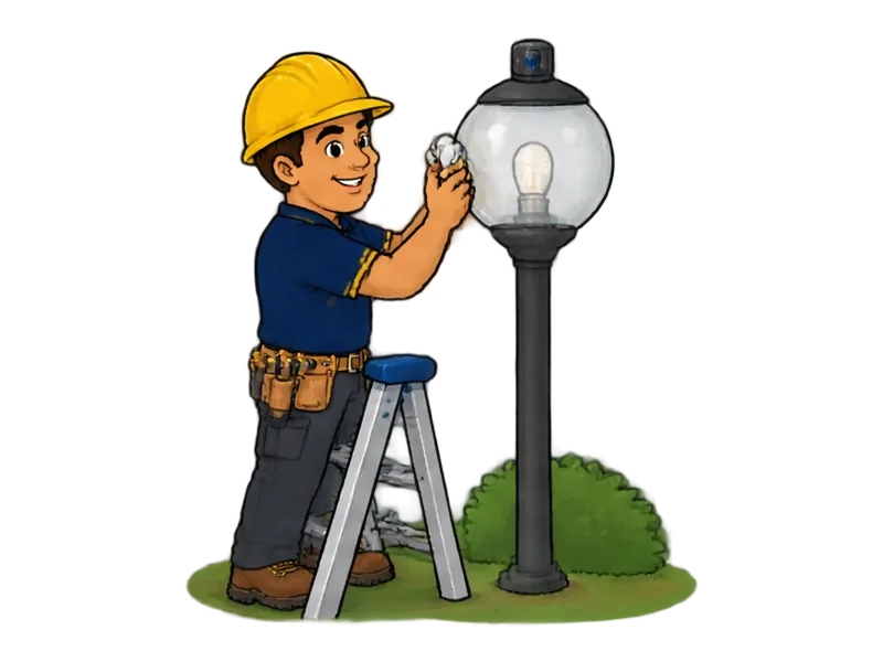 Desenho do técnico do Doutor na Obra fazendo manutenção de iluminação