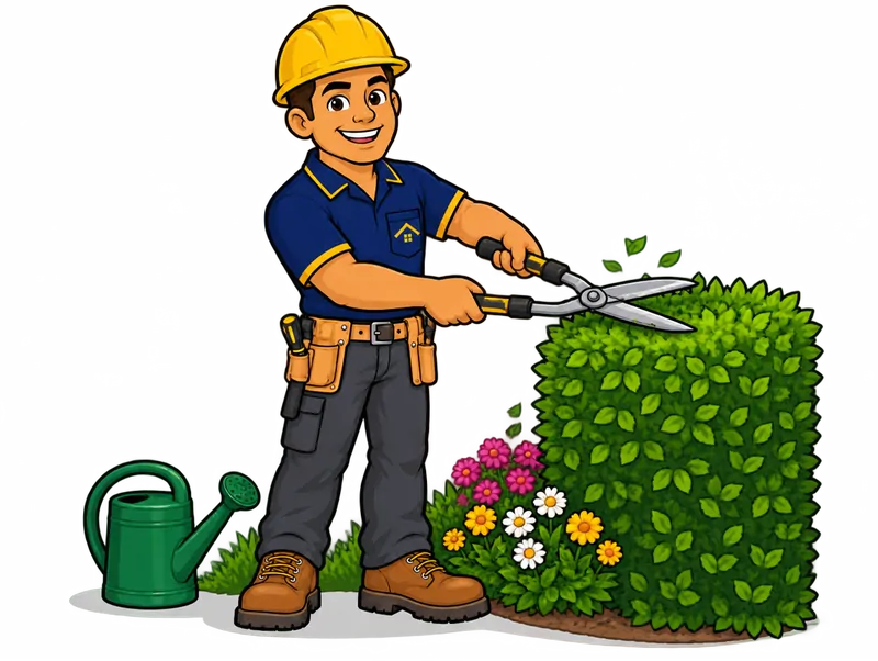 Desenho do técnico do Doutor na Obra fazendo manutenção de jardim