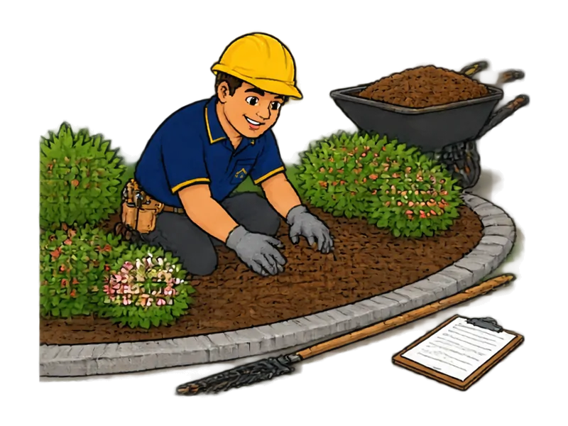 Desenho do técnico do Doutor na Obra fazendo manutenção de jardins