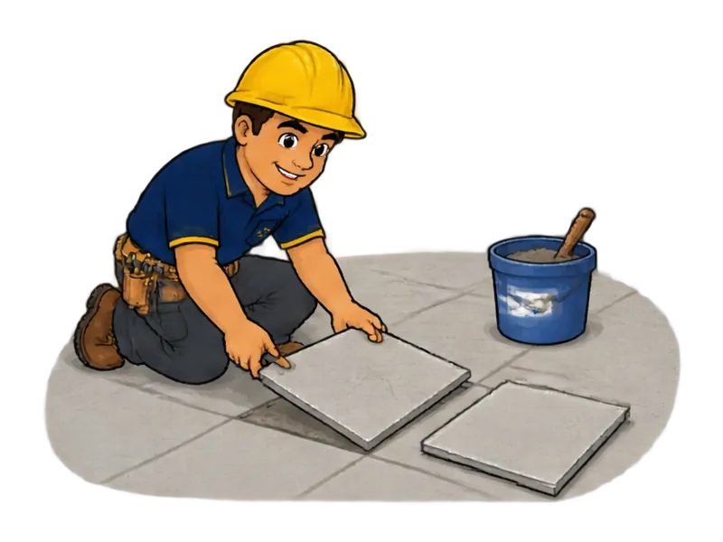 Desenho do técnico do Doutor na Obra fazendo manutenção de pisos e revestimentos