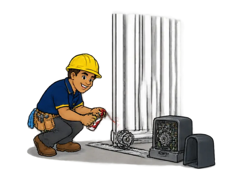 Desenho do técnico do Doutor na Obra fazendo manutenção de portões automáticos