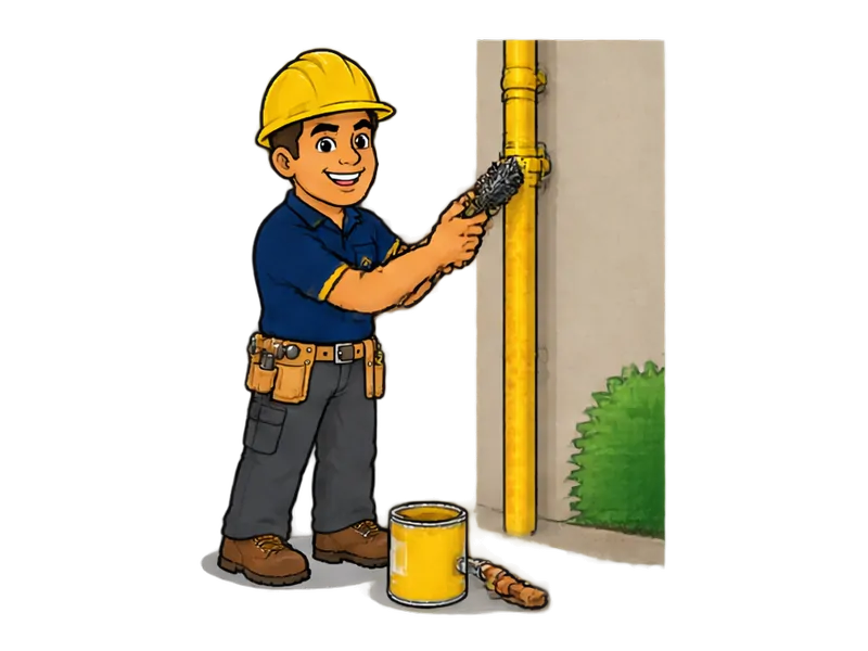 Desenho do técnico do Doutor na Obra fazendo manutenção de rede de gás predial
