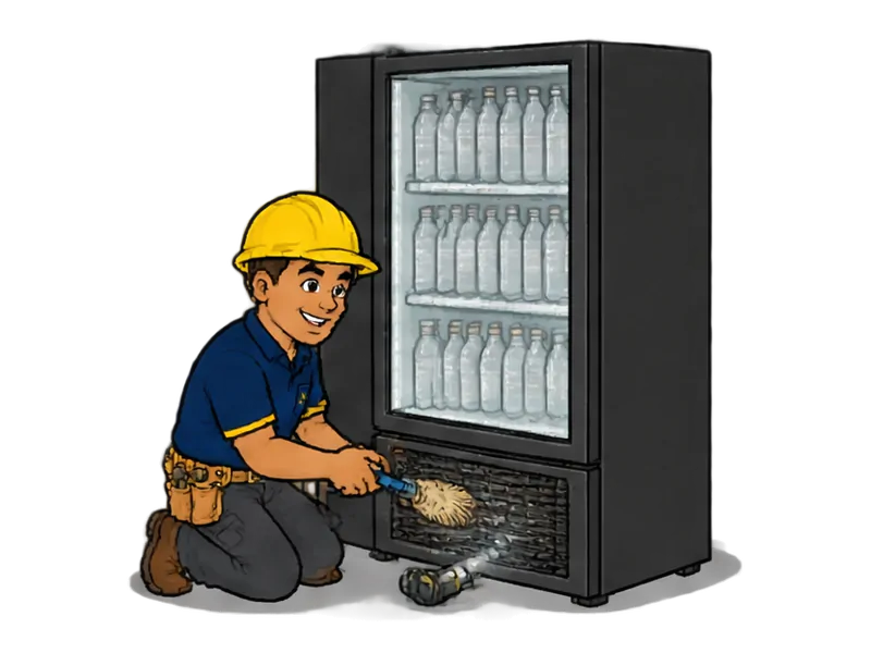 Desenho do técnico do Doutor na Obra fazendo manutenção de refrigeração comercial