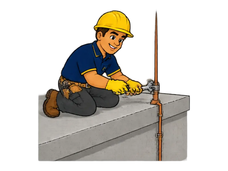 Desenho do técnico do Doutor na Obra fazendo manutenção de SPDA