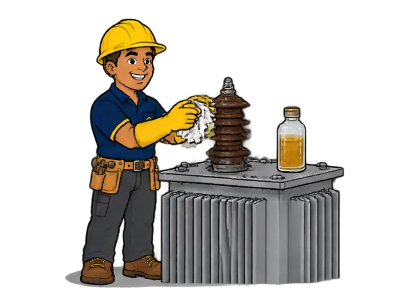 Desenho do técnico do Doutor na Obra fazendo manutenção de subestação e transformadores