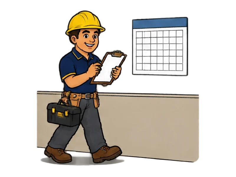 Desenho do técnico do Doutor na Obra fazendo manutenção predial preventiva