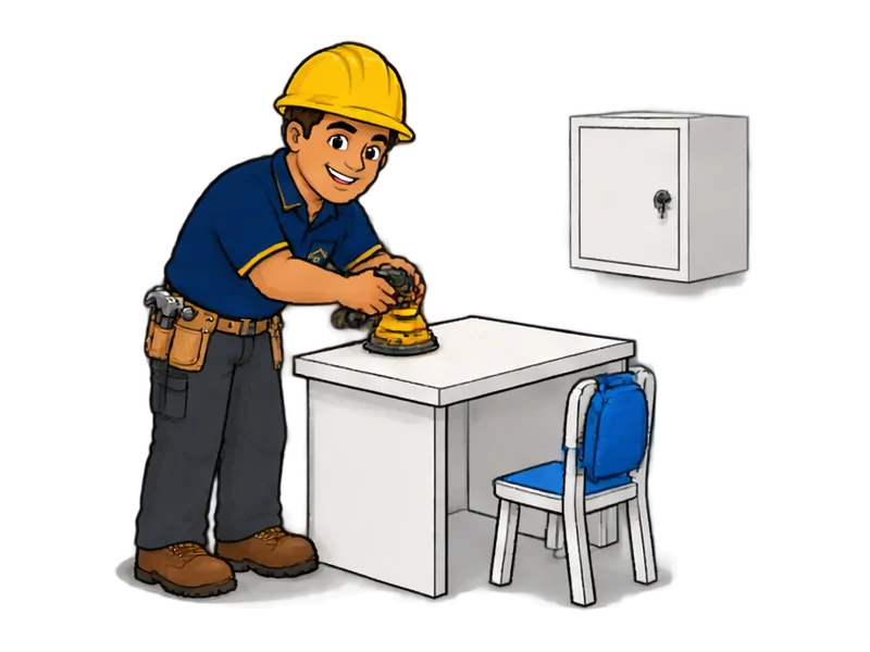 Desenho do técnico do Doutor na Obra fazendo mobiliário escolar e hospitalar sob medida