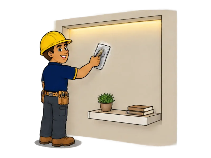 Desenho do técnico do Doutor na Obra fazendo nichos e prateleiras de gesso
