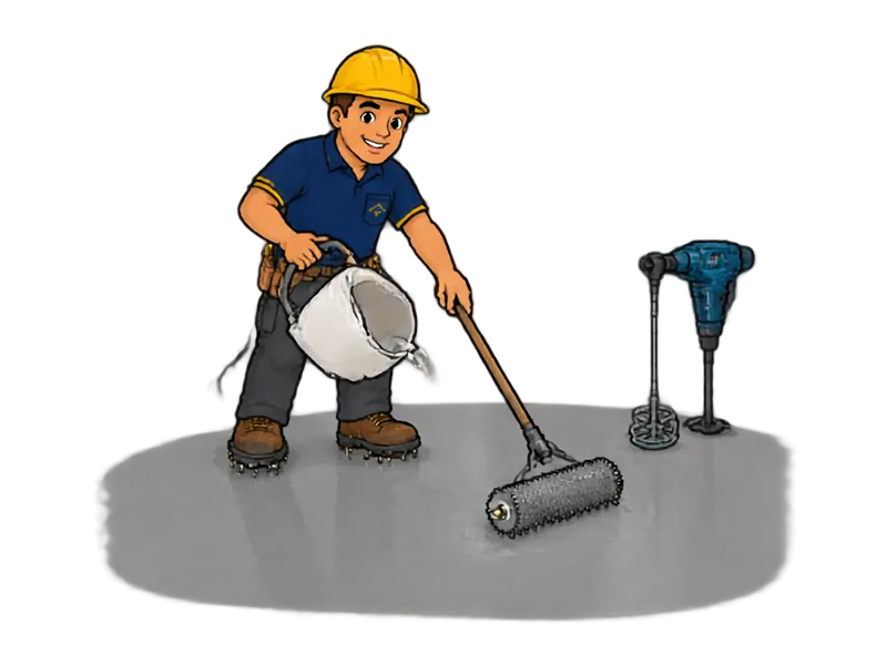 Desenho do técnico do Doutor na Obra fazendo nivelamento de piso com autonivelante