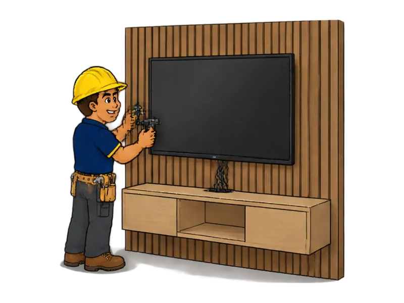 Desenho do técnico do Doutor na Obra fazendo painel de TV planejado