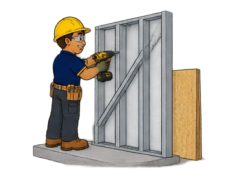 Desenho do técnico do Doutor na Obra fazendo paredes de steel frame leve