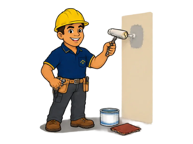 Desenho do técnico do Doutor na Obra fazendo pequenos reparos de pintura