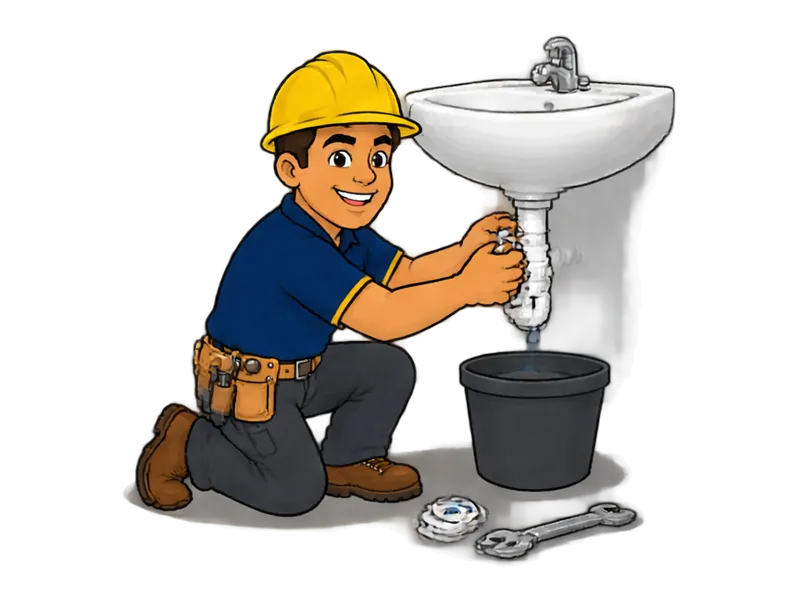 Desenho do técnico do Doutor na Obra fazendo pequenos reparos hidráulicos