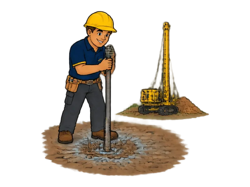 Desenho do técnico do Doutor na Obra fazendo perfuração de poço artesiano