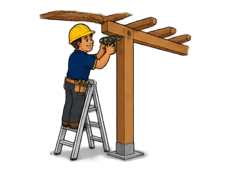 Desenho do técnico do Doutor na Obra fazendo pergolado de madeira