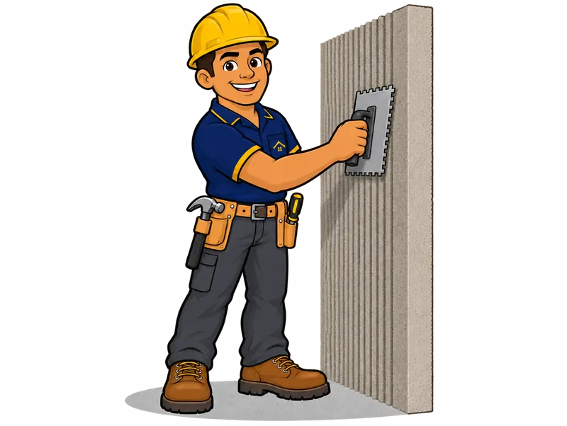 Desenho do técnico do Doutor na Obra fazendo pintura com textura