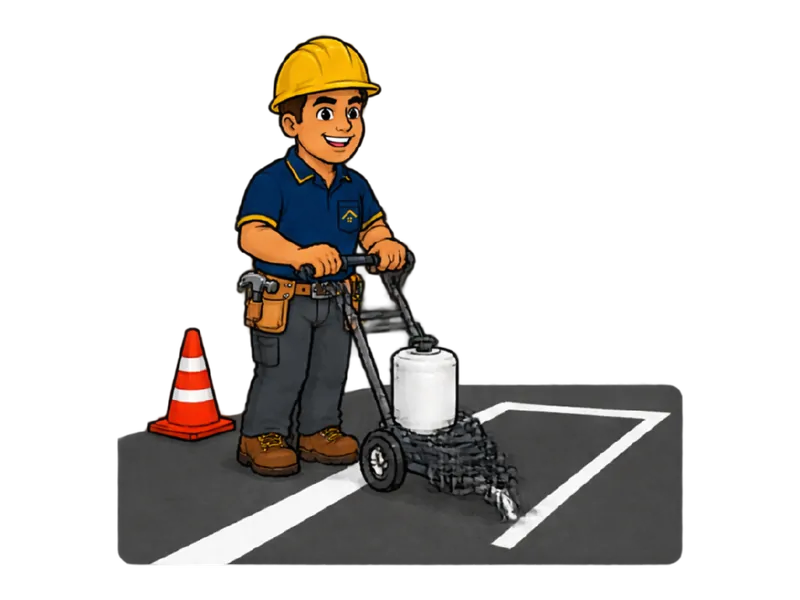 Desenho do técnico do Doutor na Obra fazendo pintura de demarcação de vagas e estacionamento