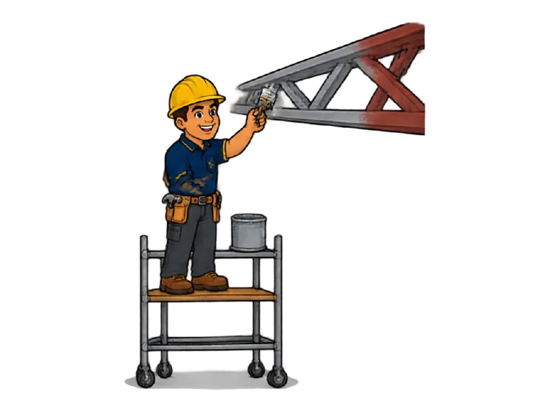 Desenho do técnico do Doutor na Obra fazendo pintura de estrutura metálica