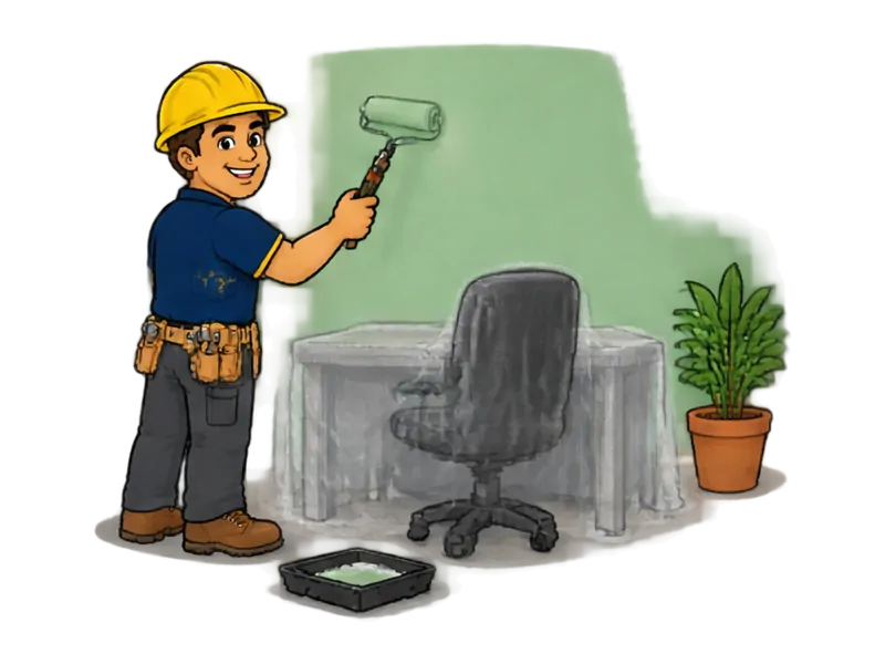 Desenho do técnico do Doutor na Obra fazendo pintura de loja e escritório
