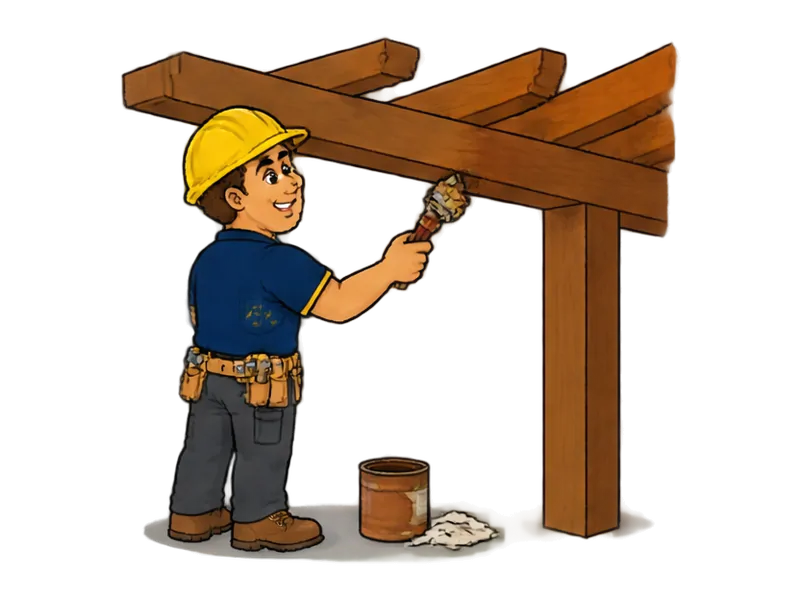 Desenho do técnico do Doutor na Obra fazendo pintura de madeira (verniz, stain e laca)