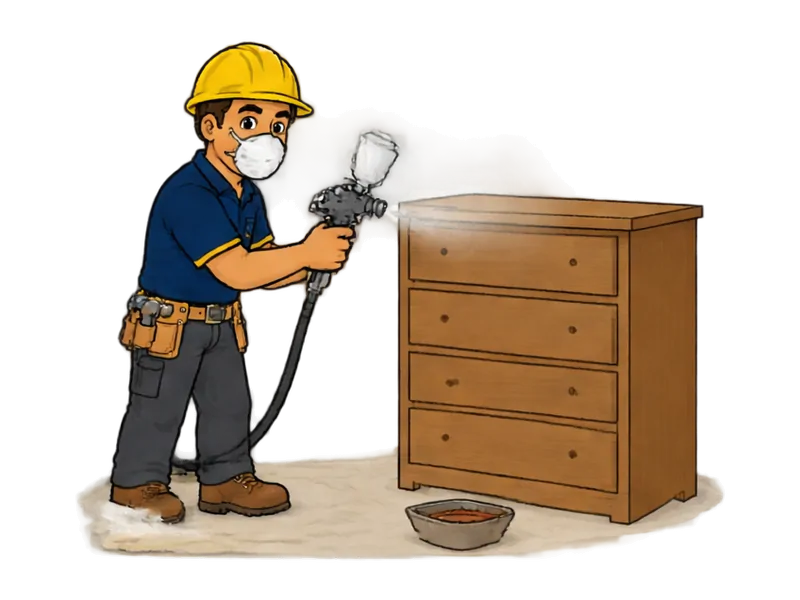 Desenho do técnico do Doutor na Obra fazendo pintura de móveis