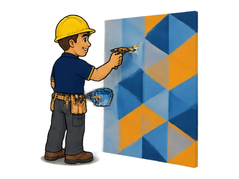 Desenho do técnico do Doutor na Obra fazendo pintura de parede com efeito 3d e artístico