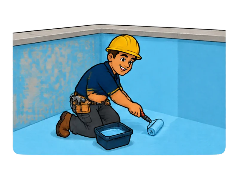 Desenho do técnico do Doutor na Obra fazendo pintura de piscina