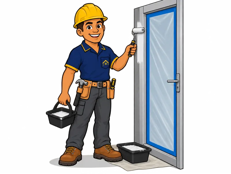 Desenho do técnico do Doutor na Obra fazendo pintura de porta de alumínio