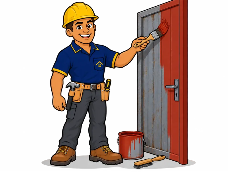 Desenho do técnico do Doutor na Obra fazendo pintura de porta metálica