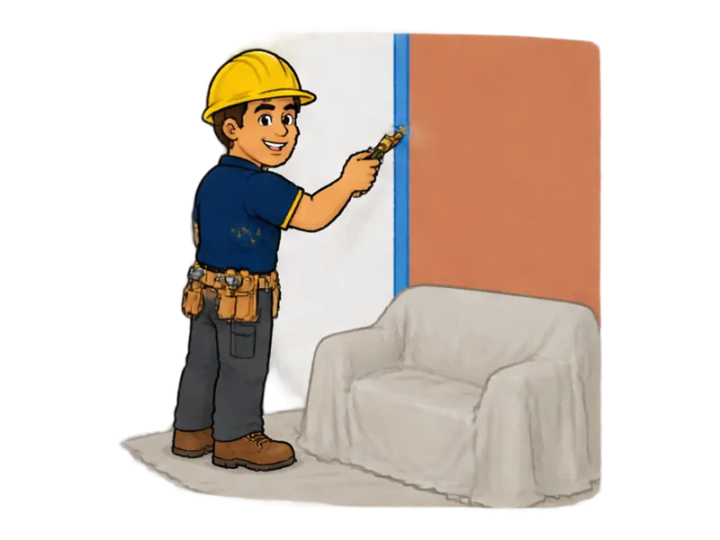 Desenho do técnico do Doutor na Obra fazendo pintura de quarto e sala