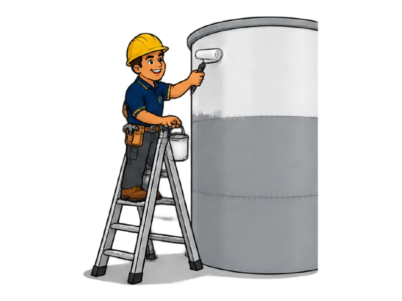 Desenho do técnico do Doutor na Obra fazendo pintura de reservatórios e tanques