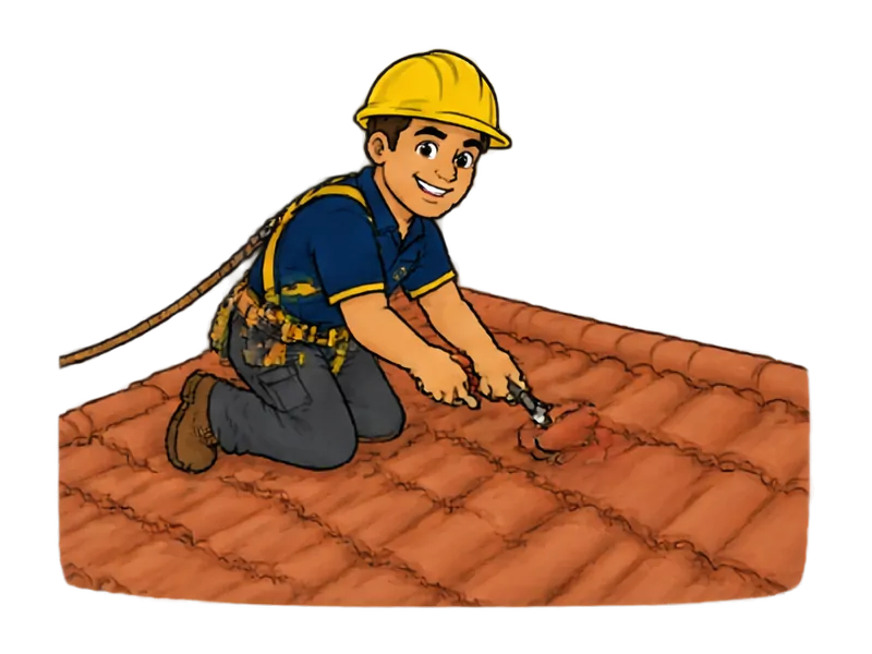 Desenho do técnico do Doutor na Obra fazendo pintura de telhado