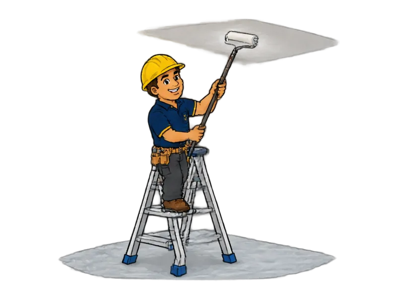 Desenho do técnico do Doutor na Obra fazendo pintura de teto