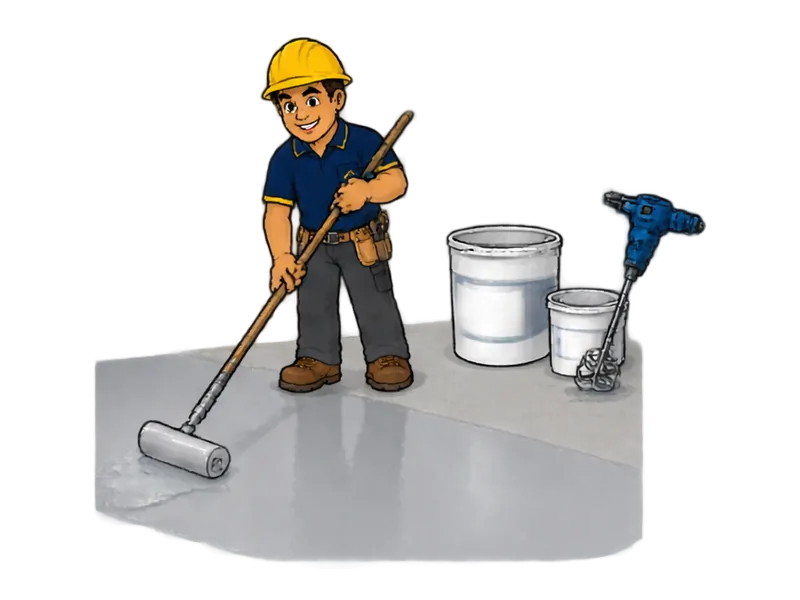 Desenho do técnico do Doutor na Obra fazendo pintura epóxi de piso