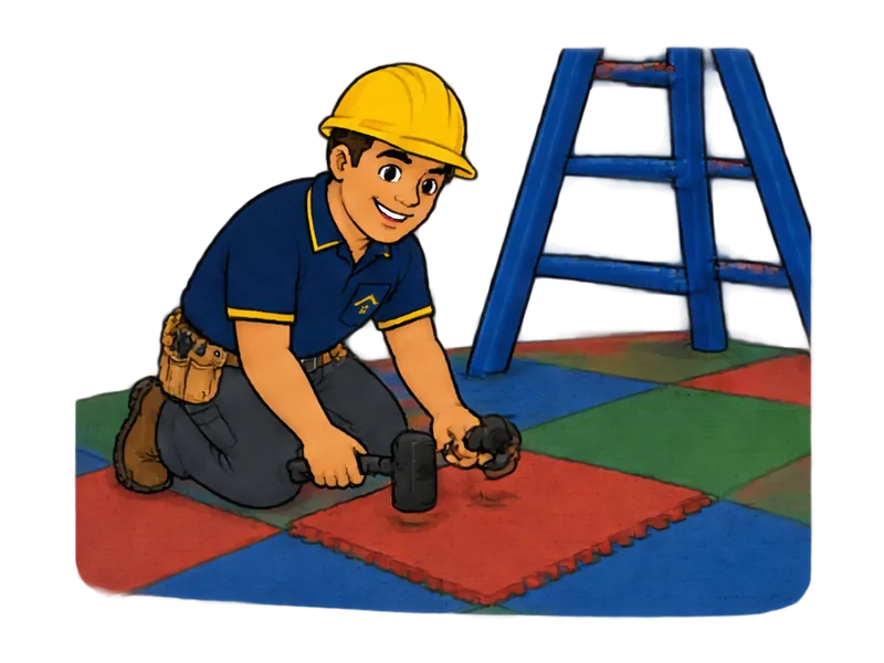Desenho do técnico do Doutor na Obra fazendo piso de borracha e playground
