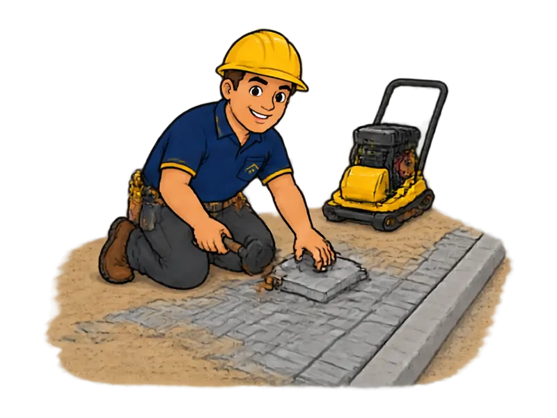 Desenho do técnico do Doutor na Obra fazendo piso intertravado (bloquete)