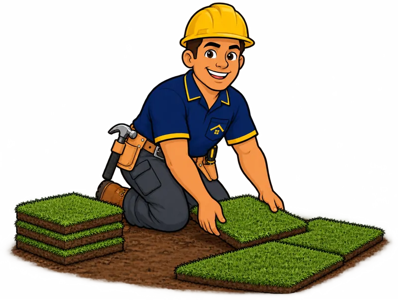 Desenho do técnico do Doutor na Obra fazendo plantio de grama