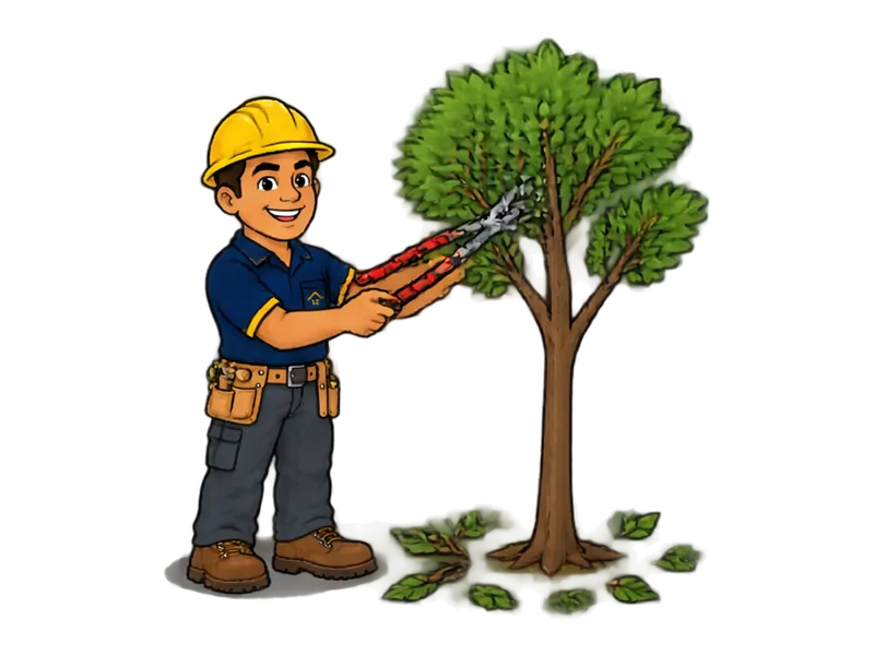 Desenho do técnico do Doutor na Obra fazendo poda de árvores