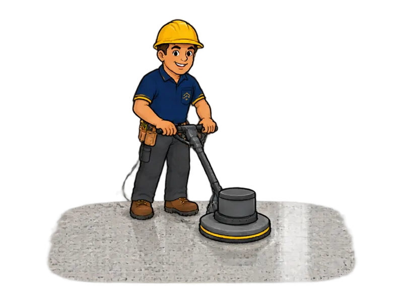 Desenho do técnico do Doutor na Obra fazendo polimento de piso