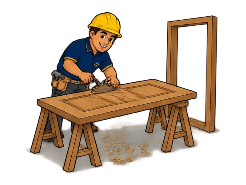 Desenho do técnico do Doutor na Obra fazendo portas de madeira sob medida